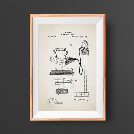 Vintage Flat Iron Patent - Laundry Room Decor Wall Art
