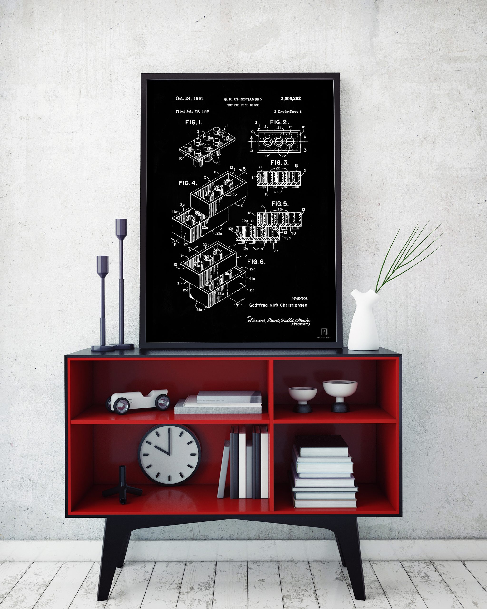 Lego Block Patent Poster Kids Game Room Poster - Lego Brick Patent