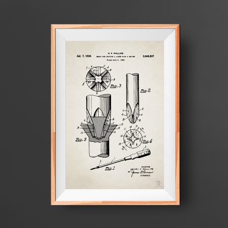 Construction tool patent poster - screw driver