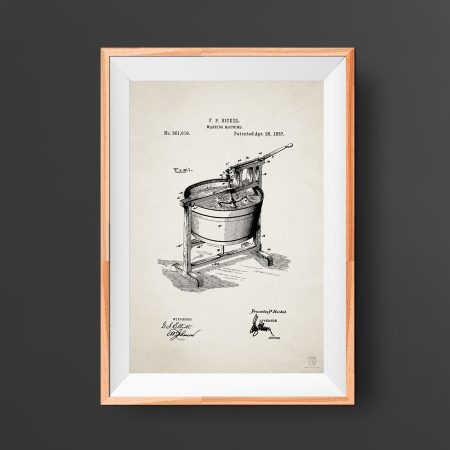 Vintage Washing Machine Poster - Laundry Room Wall Art Decor