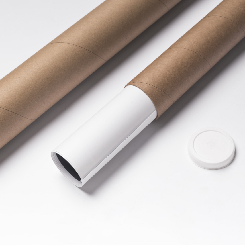 Protective cardboard mailing tubes for rolled art prints